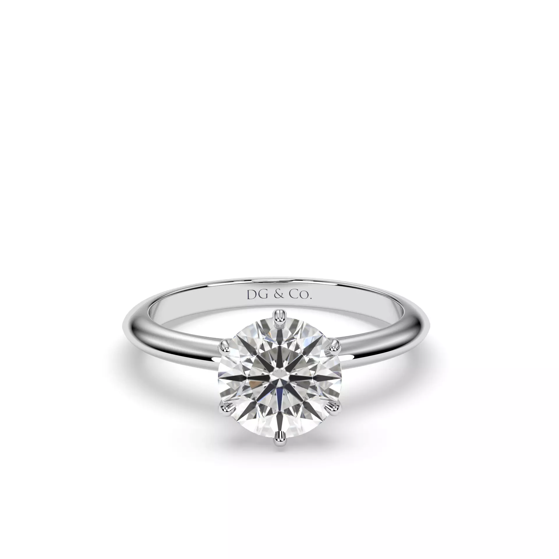 Round White Gold Solitaire Engagement Ring